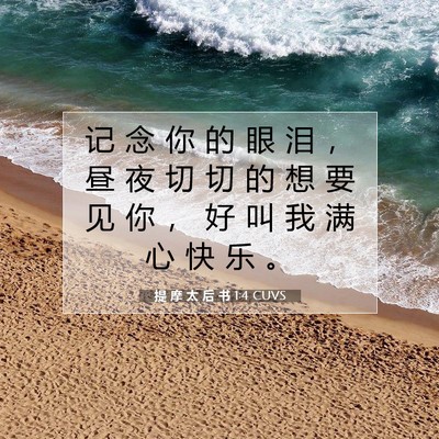 Picture 07 - 提 摩 太 后 书 1:4 CUVS - 记 念 你 的 眼 泪 ， 昼 夜 切 切 的 - Bible Verse Picture