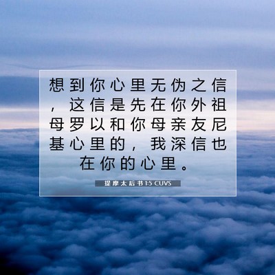 Picture 07 - 提 摩 太 后 书 1:5 CUVS - 想 到 你 心 里 无 伪 之 信 ， 这 信 - Bible Verse Picture