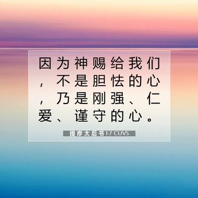 Picture 07 - 提 摩 太 后 书 1:7 CUVS - 因 为 神 赐 给 我 们 ， 不 是 胆 怯 - Bible Verse Picture