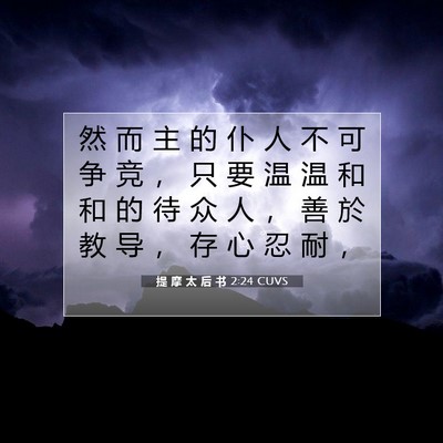 Picture 07 - 提 摩 太 后 书 2:24 CUVS - 然 而 主 的 仆 人 不 可 争 竞 ， 只 - Bible Verse Picture