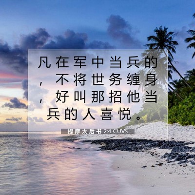 Picture 07 - 提 摩 太 后 书 2:4 CUVS - 凡 在 军 中 当 兵 的 ， 不 将 世 务 - Bible Verse Picture