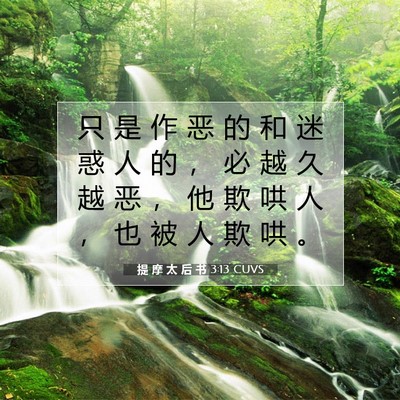 Picture 07 - 提 摩 太 后 书 3:13 CUVS - 只 是 作 恶 的 和 迷 惑 人 的 ， 必 - Bible Verse Picture