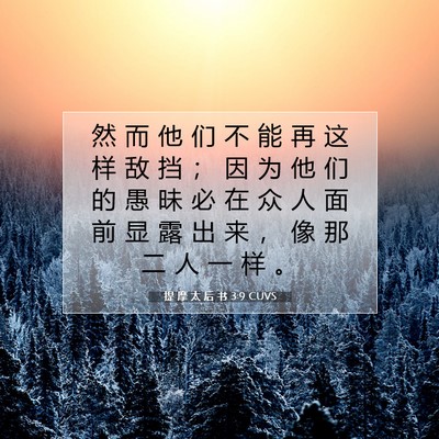 Picture 07 - 提 摩 太 后 书 3:9 CUVS - 然 而 他 们 不 能 再 这 样 敌 挡 ； - Bible Verse Picture