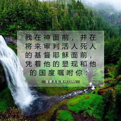 Picture 07 - 提 摩 太 后 书 4:1 CUVS - 我 在 神 面 前 ， 并 在 将 来 审 判 - Bible Verse Picture