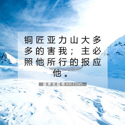 Picture 07 - 提 摩 太 后 书 4:14 CUVS - 铜 匠 亚 力 山 大 多 多 的 害 我 ； - Bible Verse Picture