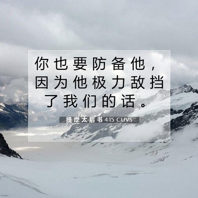 Picture 07 - 提 摩 太 后 书 4:15 CUVS - 你 也 要 防 备 他 ， 因 为 他 极 力 - Bible Verse Picture