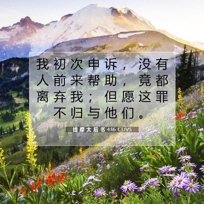 Picture 07 - 提 摩 太 后 书 4:16 CUVS - 我 初 次 申 诉 ， 没 有 人 前 来 帮 - Bible Verse Picture