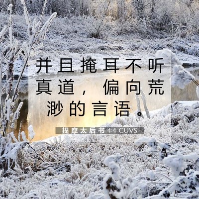 Picture 07 - 提 摩 太 后 书 4:4 CUVS - 并 且 掩 耳 不 听 真 道 ， 偏 向 荒 - Bible Verse Picture