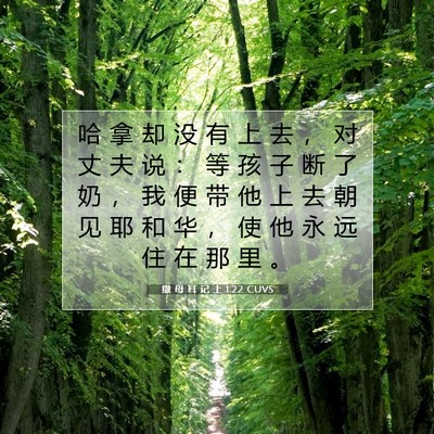 Picture 07 - 撒 母 耳 记 上 1:22 CUVS - 哈 拿 却 没 有 上 去 ， 对 丈 夫 说 - Bible Verse Picture