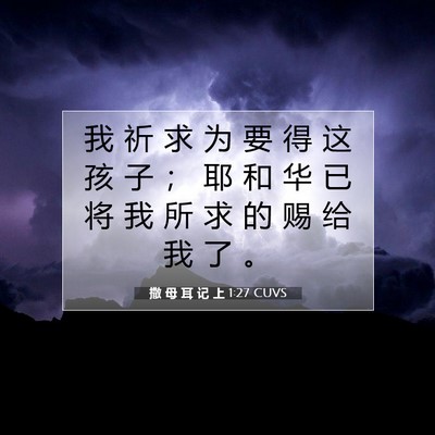 Picture 07 - 撒 母 耳 记 上 1:27 CUVS - 我 祈 求 为 要 得 这 孩 子 ； 耶 和 - Bible Verse Picture