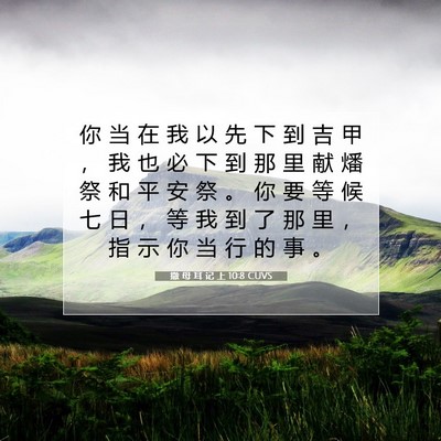 Picture 07 - 撒 母 耳 记 上 10:8 CUVS - 你 当 在 我 以 先 下 到 吉 甲 ， 我 - Bible Verse Picture