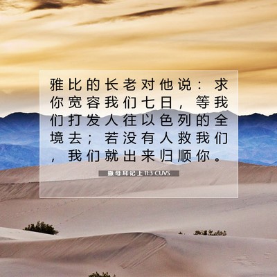 Picture 07 - 撒 母 耳 记 上 11:3 CUVS - 雅 比 的 长 老 对 他 说 ： 求 你 宽 - Bible Verse Picture