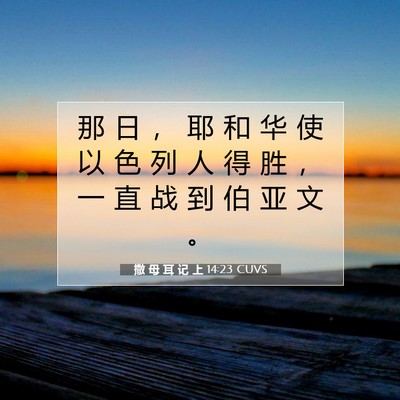 Picture 07 - 撒 母 耳 记 上 14:23 CUVS - 那 日 ， 耶 和 华 使 以 色 列 人 得 - Bible Verse Picture