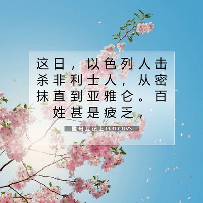 Picture 07 - 撒 母 耳 记 上 14:31 CUVS - 这 日 ， 以 色 列 人 击 杀 非 利 士 - Bible Verse Picture