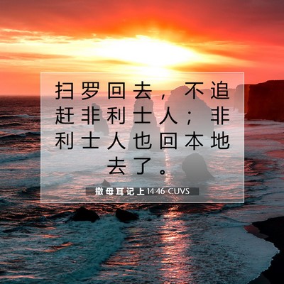Picture 07 - 撒 母 耳 记 上 14:46 CUVS - 扫 罗 回 去 ， 不 追 赶 非 利 士 人 - Bible Verse Picture
