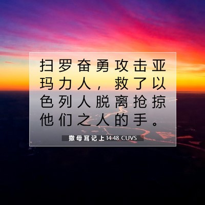 Picture 07 - 撒 母 耳 记 上 14:48 CUVS - 扫 罗 奋 勇 攻 击 亚 玛 力 人 ， 救 - Bible Verse Picture