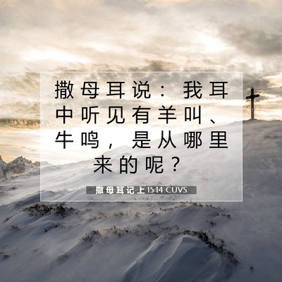 Picture 07 - 撒 母 耳 记 上 15:14 CUVS - 撒 母 耳 说 ： 我 耳 中 听 见 有 羊 - Bible Verse Picture
