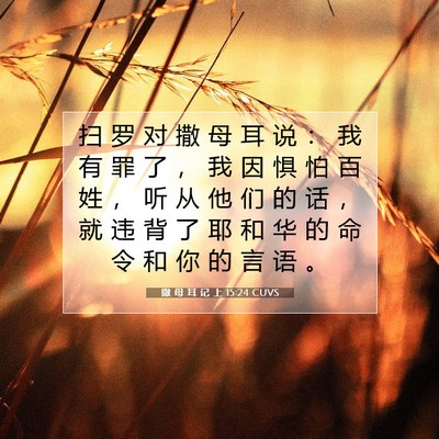 Picture 07 - 撒 母 耳 记 上 15:24 CUVS - 扫 罗 对 撒 母 耳 说 ： 我 有 罪 了 - Bible Verse Picture