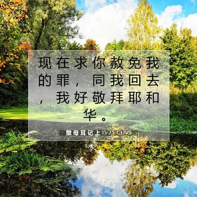 Picture 07 - 撒 母 耳 记 上 15:25 CUVS - 现 在 求 你 赦 免 我 的 罪 ， 同 我 - Bible Verse Picture