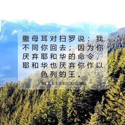 Picture 07 - 撒 母 耳 记 上 15:26 CUVS - 撒 母 耳 对 扫 罗 说 ： 我 不 同 你 - Bible Verse Picture