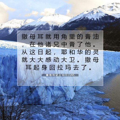 Picture 07 - 撒 母 耳 记 上 16:13 CUVS - 撒 母 耳 就 用 角 里 的 膏 油 ， 在 - Bible Verse Picture