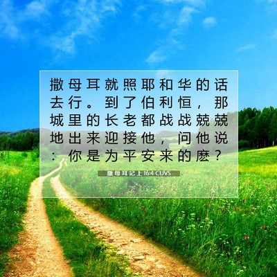 Picture 07 - 撒 母 耳 记 上 16:4 CUVS - 撒 母 耳 就 照 耶 和 华 的 话 去 行 - Bible Verse Picture