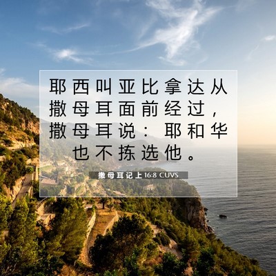 Picture 07 - 撒 母 耳 记 上 16:8 CUVS - 耶 西 叫 亚 比 拿 达 从 撒 母 耳 面 - Bible Verse Picture