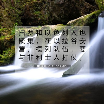 Picture 07 - 撒 母 耳 记 上 17:2 CUVS - 扫 罗 和 以 色 列 人 也 聚 集 ， 在 - Bible Verse Picture