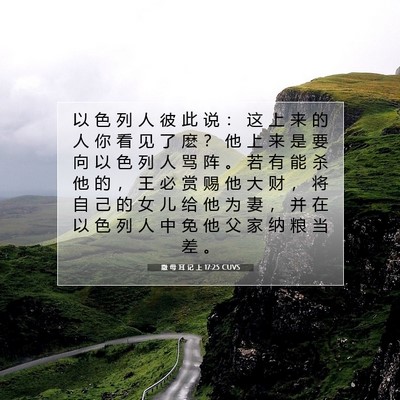 Picture 07 - 撒 母 耳 记 上 17:25 CUVS - 以 色 列 人 彼 此 说 ： 这 上 来 的 - Bible Verse Picture