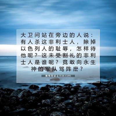 Picture 07 - 撒 母 耳 记 上 17:26 CUVS - 大 卫 问 站 在 旁 边 的 人 说 ： 有 - Bible Verse Picture