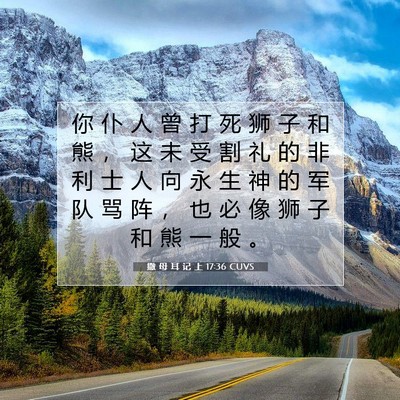 Picture 07 - 撒 母 耳 记 上 17:36 CUVS - 你 仆 人 曾 打 死 狮 子 和 熊 ， 这 - Bible Verse Picture