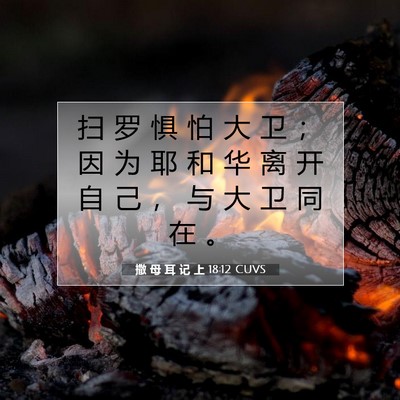 Picture 07 - 撒 母 耳 记 上 18:12 CUVS - 扫 罗 惧 怕 大 卫 ； 因 为 耶 和 华 - Bible Verse Picture
