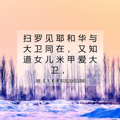 Picture 07 - 撒 母 耳 记 上 18:28 CUVS - 扫 罗 见 耶 和 华 与 大 卫 同 在 ， - Bible Verse Picture