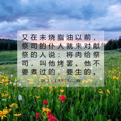 Picture 07 - 撒 母 耳 记 上 2:15 CUVS - 又 在 未 烧 脂 油 以 前 ， 祭 司 的 - Bible Verse Picture
