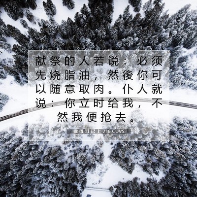 Picture 07 - 撒 母 耳 记 上 2:16 CUVS - 献 祭 的 人 若 说 ： 必 须 先 烧 脂 - Bible Verse Picture