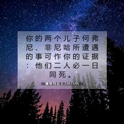 Picture 07 - 撒 母 耳 记 上 2:34 CUVS - 你 的 两 个 儿 子 何 弗 尼 、 非 尼 - Bible Verse Picture