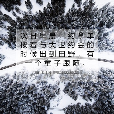Picture 07 - 撒 母 耳 记 上 20:35 CUVS - 次 日 早 晨 ， 约 拿 单 按 着 与 大 - Bible Verse Picture