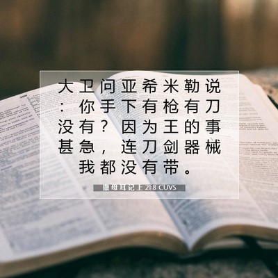 Picture 07 - 撒 母 耳 记 上 21:8 CUVS - 大 卫 问 亚 希 米 勒 说 ： 你 手 下 - Bible Verse Picture