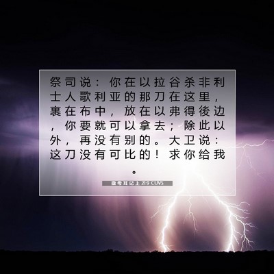 Picture 07 - 撒 母 耳 记 上 21:9 CUVS - 祭 司 说 ： 你 在 以 拉 谷 杀 非 利 - Bible Verse Picture