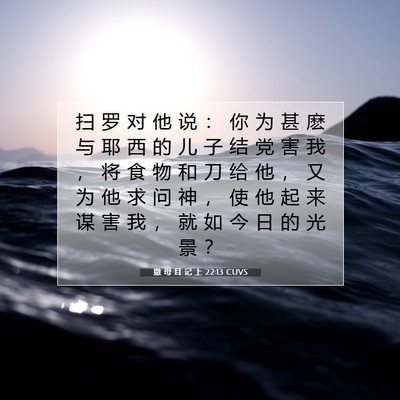 Picture 07 - 撒 母 耳 记 上 22:13 CUVS - 扫 罗 对 他 说 ： 你 为 甚 麽 与 耶 - Bible Verse Picture