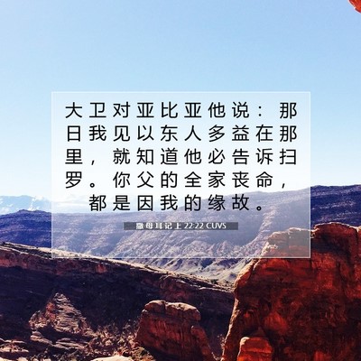 Picture 07 - 撒 母 耳 记 上 22:22 CUVS - 大 卫 对 亚 比 亚 他 说 ： 那 日 我 - Bible Verse Picture