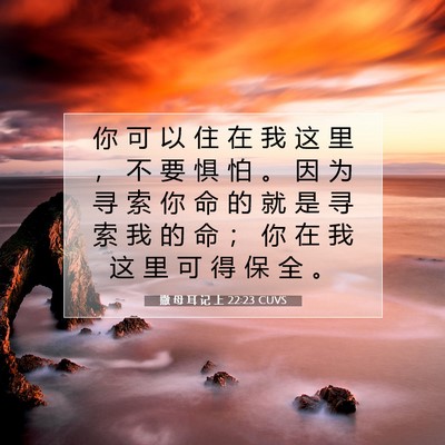 Picture 07 - 撒 母 耳 记 上 22:23 CUVS - 你 可 以 住 在 我 这 里 ， 不 要 惧 - Bible Verse Picture