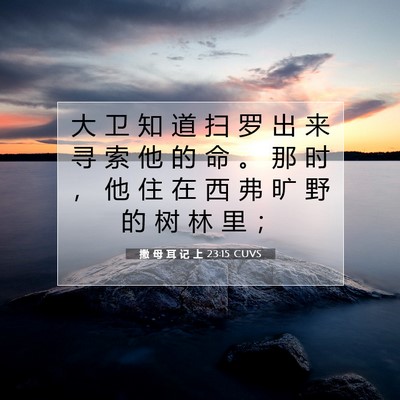 Picture 07 - 撒 母 耳 记 上 23:15 CUVS - 大 卫 知 道 扫 罗 出 来 寻 索 他 的 - Bible Verse Picture