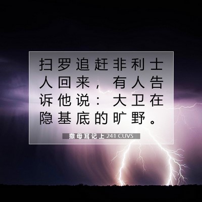 Picture 07 - 撒 母 耳 记 上 24:1 CUVS - 扫 罗 追 赶 非 利 士 人 回 来 ， 有 - Bible Verse Picture