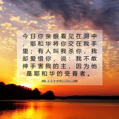 Picture 07 - 撒 母 耳 记 上 24:10 CUVS - 今 日 你 亲 眼 看 见 在 洞 中 ， 耶 - Bible Verse Picture