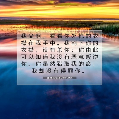 Picture 07 - 撒 母 耳 记 上 24:11 CUVS - 我 父 啊 ， 看 看 你 外 袍 的 衣 襟 - Bible Verse Picture