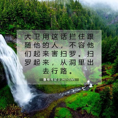 Picture 07 - 撒 母 耳 记 上 24:7 CUVS - 大 卫 用 这 话 拦 住 跟 随 他 的 人 - Bible Verse Picture