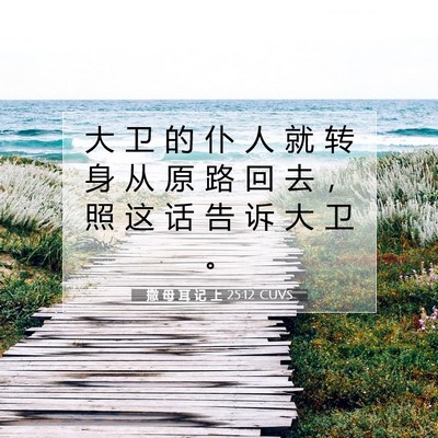 Picture 07 - 撒 母 耳 记 上 25:12 CUVS - 大 卫 的 仆 人 就 转 身 从 原 路 回 - Bible Verse Picture