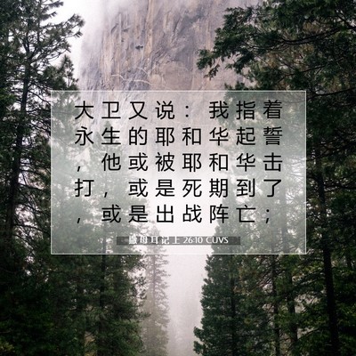 Picture 07 - 撒 母 耳 记 上 26:10 CUVS - 大 卫 又 说 ： 我 指 着 永 生 的 耶 - Bible Verse Picture