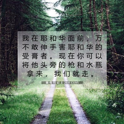 Picture 07 - 撒 母 耳 记 上 26:11 CUVS - 我 在 耶 和 华 面 前 ， 万 不 敢 伸 - Bible Verse Picture